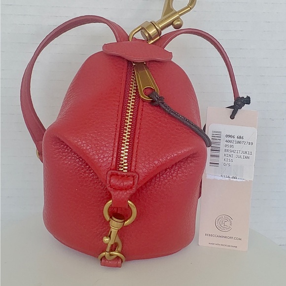 Rebecca Minkoff Mini Julian Leather Backpack Keychain - Picture 1 of 6